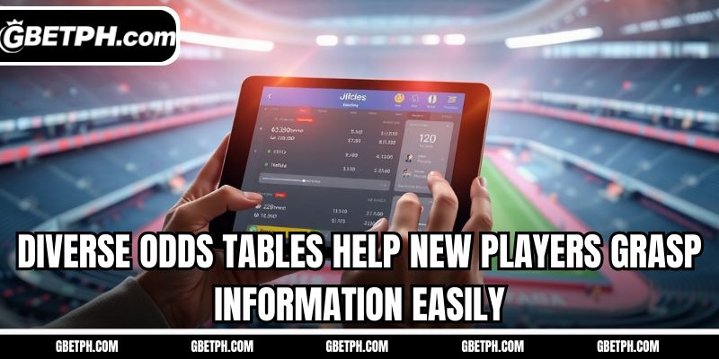 Diverse odds tables help new players grasp information easily